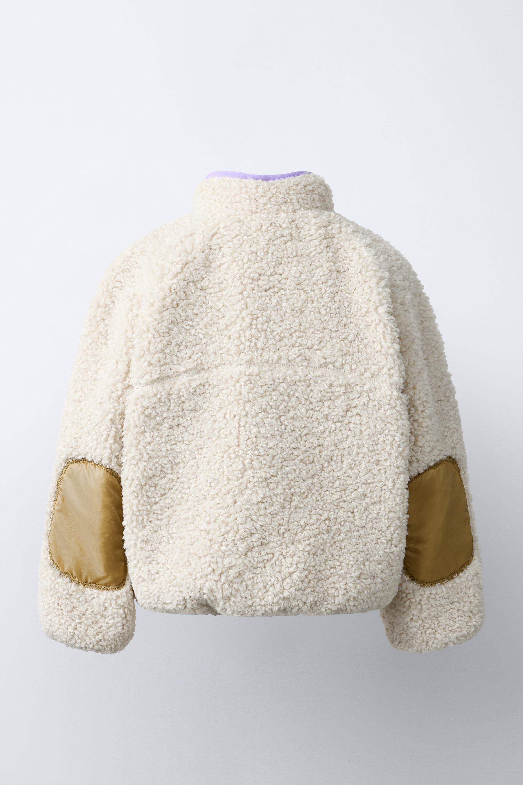 BLOUSON EFFET MOUTON CONTRASTE