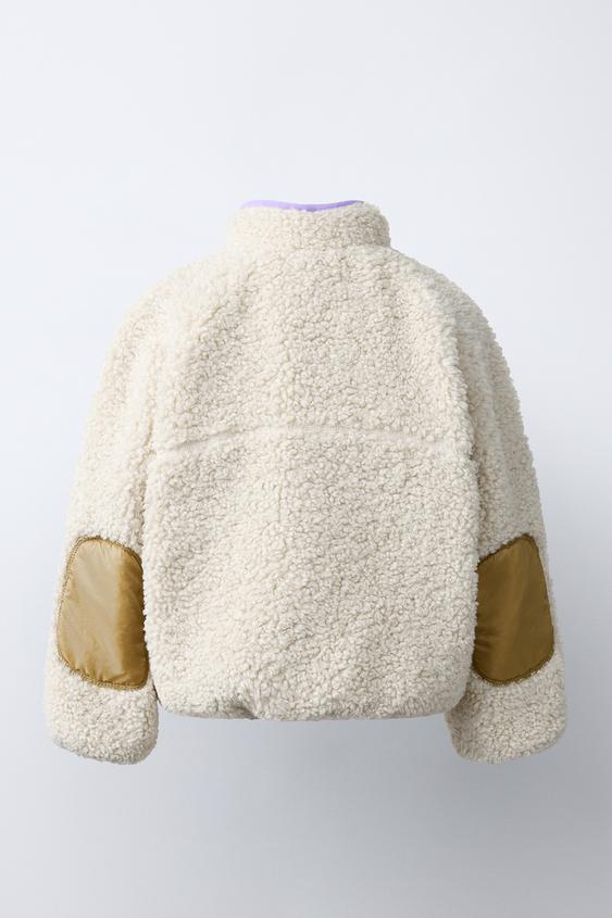 BLOUSON EFFET MOUTON CONTRASTE - Sable de Zara - Image 4