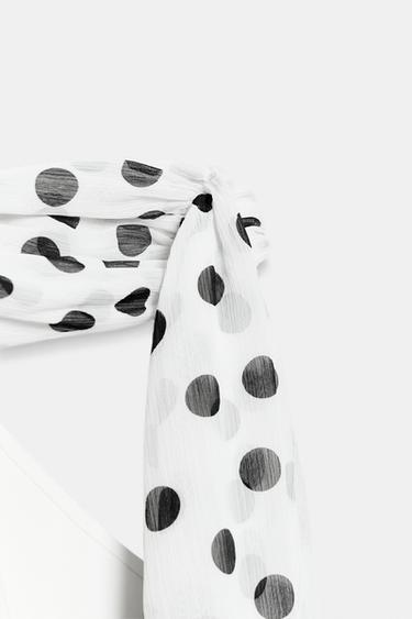 HALTERNECK DRESS WITH POLKA DOT SCARF - White by Zara
