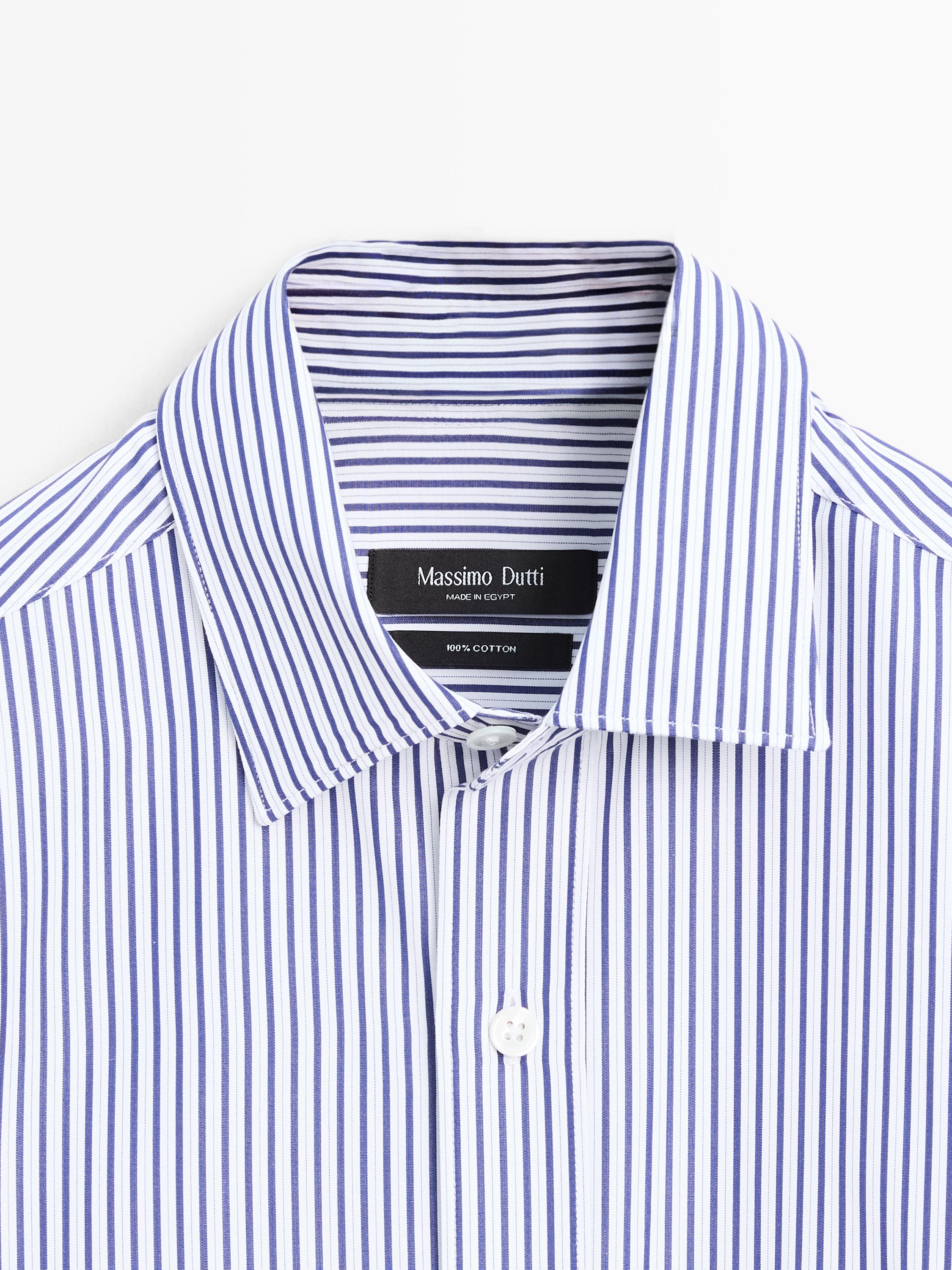 Regular fit striped 100% cotton shirt