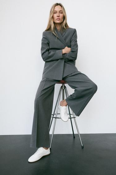 PANTALON LARGE À PINCES - Gris moyen de Zara - Image 2