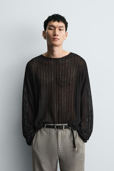 JERSEY ESTRUCTURA DESAGUJADOS - Negro de Zara