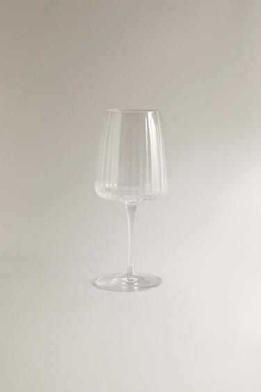 LARGE GLASS WITH LINES - Transparent by Zara