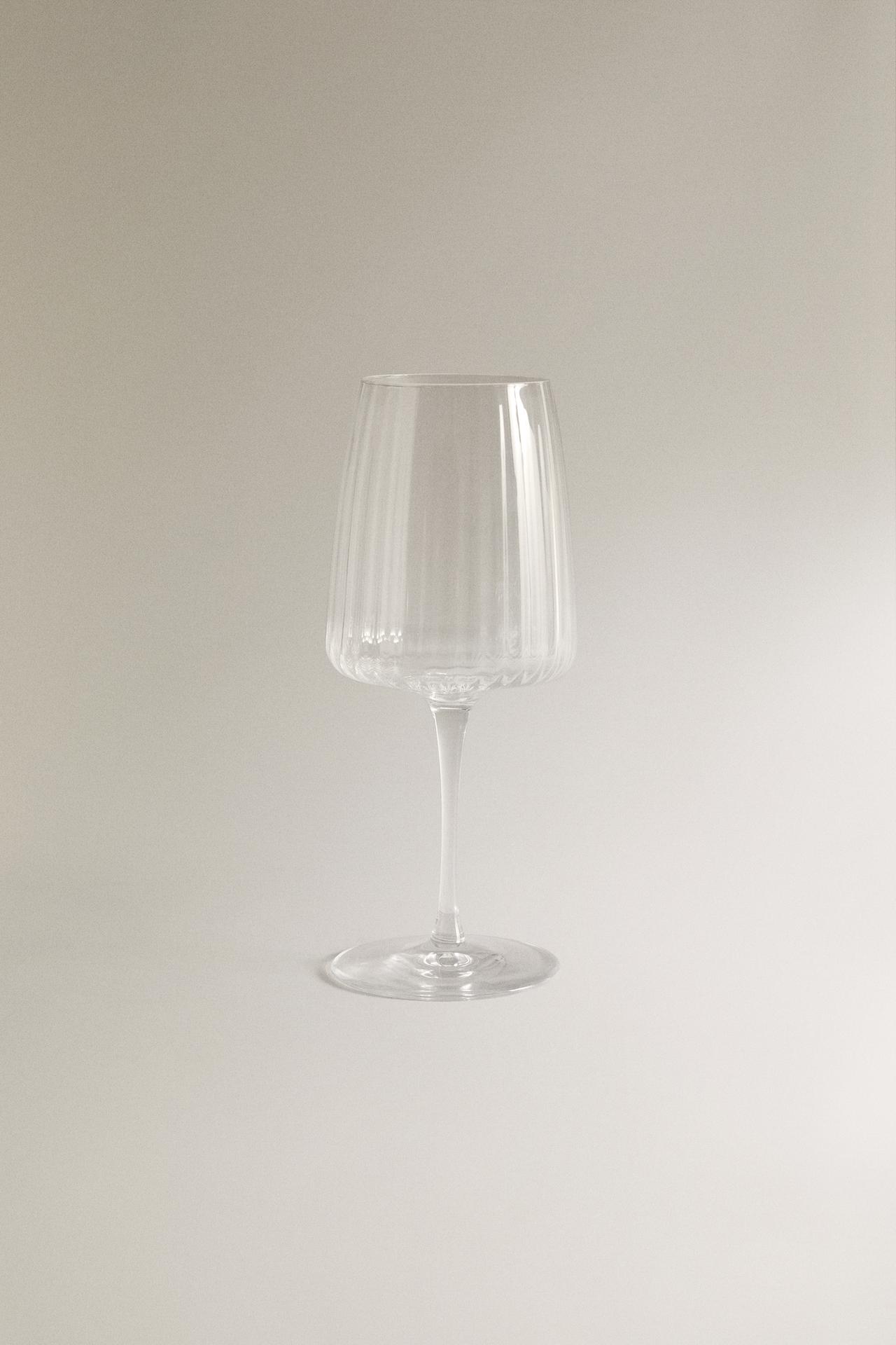 LARGE GLASS WITH LINES — Transparent
