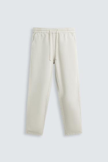 PANTALÓN ALGODÓN - LINO - Gris claro de Zara