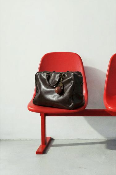 Zara CRACKLED TRAVEL BAG - Brown