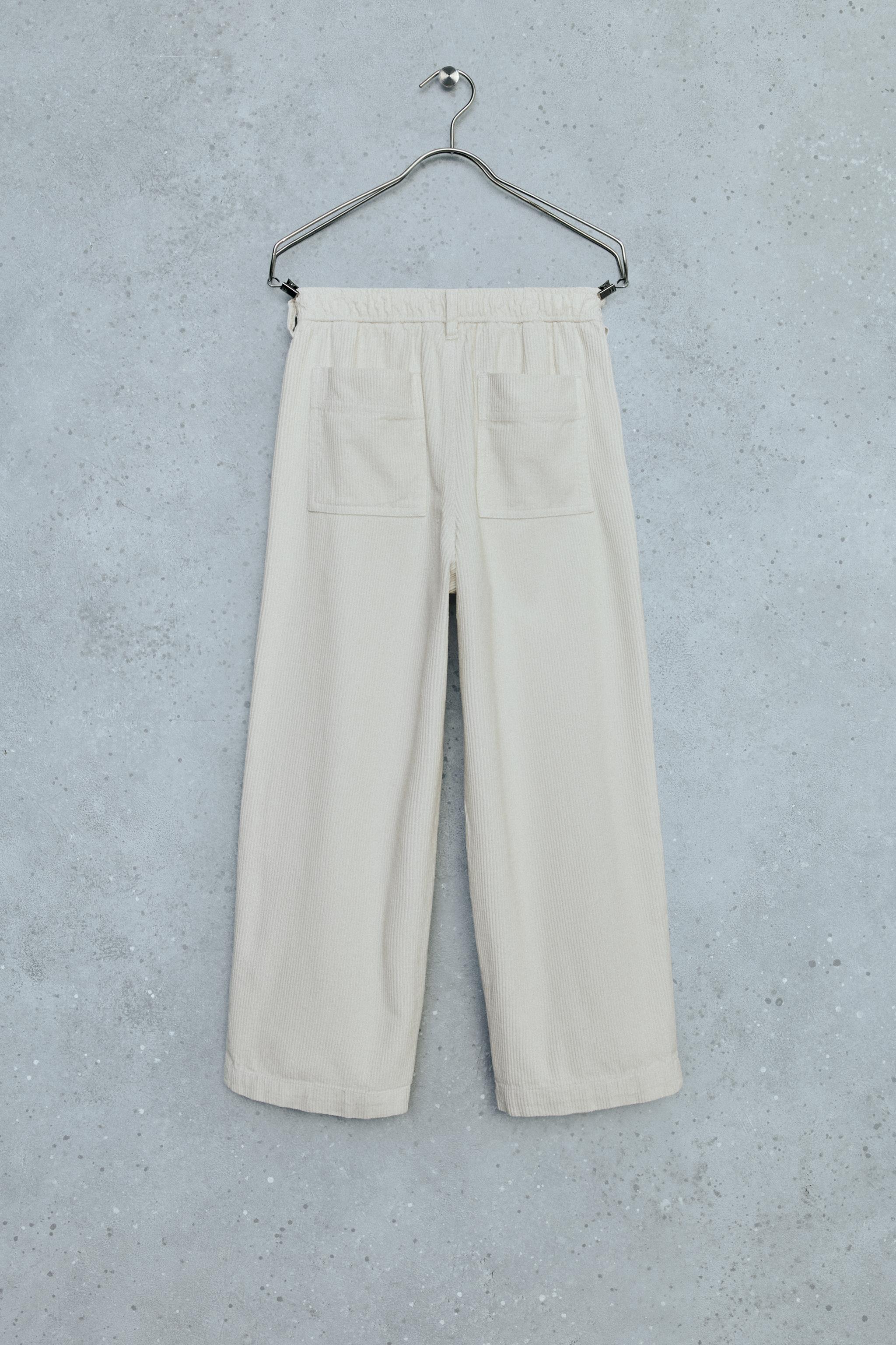 STORIESZ - RELAXED-FIT CORDUROY PANTS WITH CUFFED HEM — Ecru