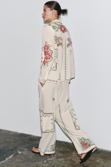 ZW COLLECTION EMBROIDERED TROUSERS - Multicoloured by Zara - Image 3