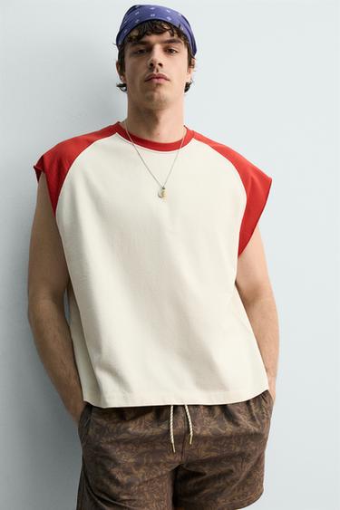 COLOUR BLOCK TANK TOP - Ecru by Zara - Image 4