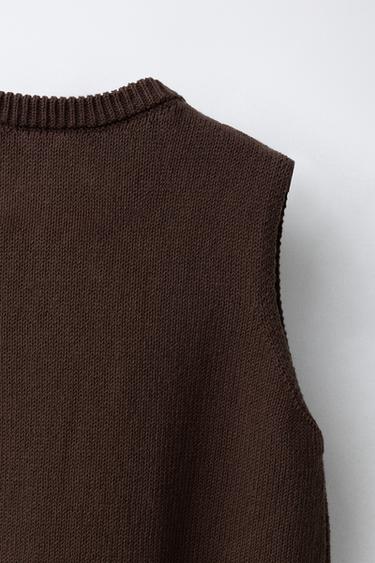 BUTTONED KNIT WAISTCOAT - Brown by Zara - Image 3