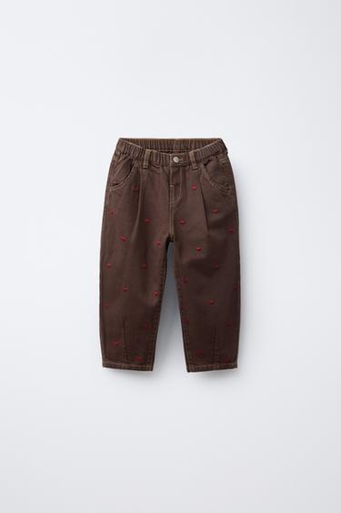 Zara PANTALONE OD KEPERA BALON SA SRCIMA – Smeđa