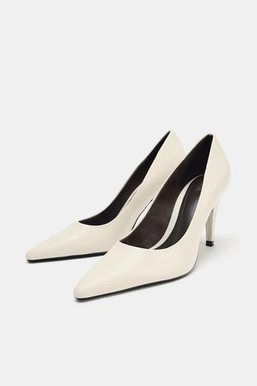 CHAUSSURES À TALONS EN CUIR - Blanc écru de Zara - Image 3