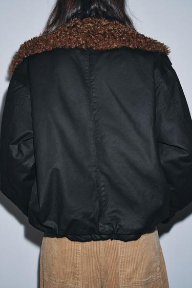 FAUX SHEARLING BOMBER JACKET ZW COLLECTION - Black by Zara - Image 2