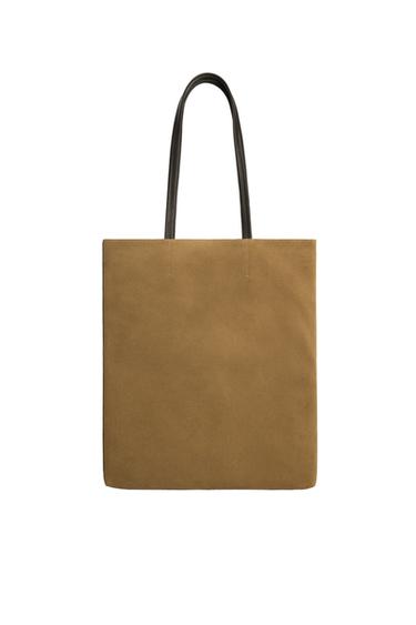 LEATHER TOTE BAG - Tobacco Brown by Zara