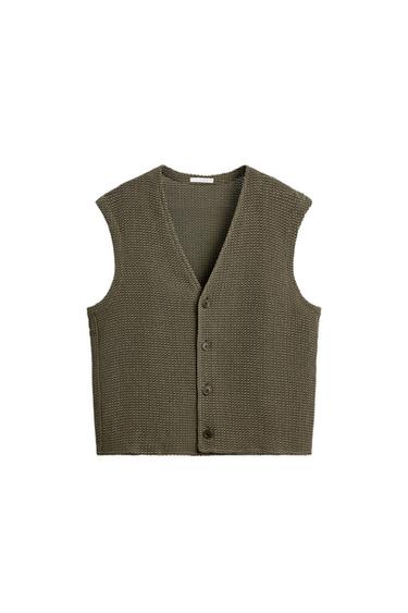 CHALECO RELAXED FIT ESTRUCTURA - crudo/kaki de Zara