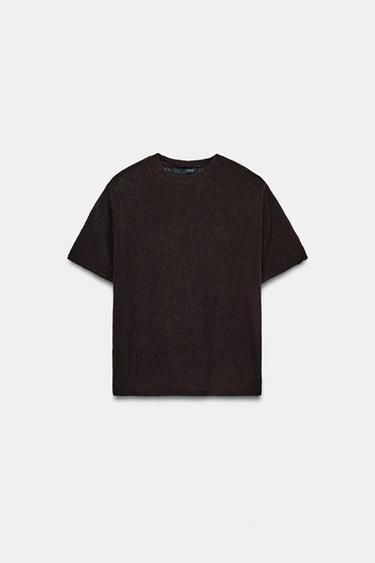 JERSEY MANGA CORTA - Chocolate de Zara