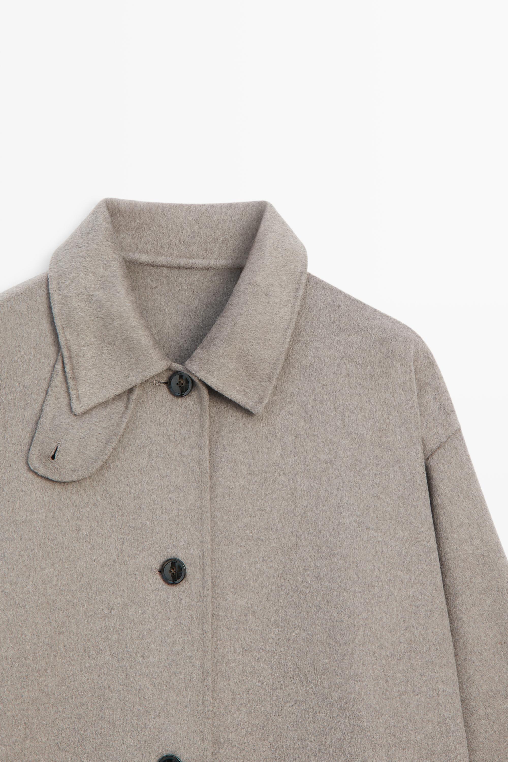 Long wool-blend coat with collar detail