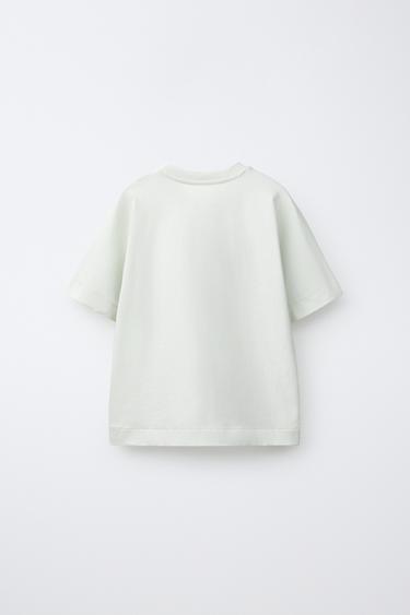 EMBOSSED SLOGAN T-SHIRT - Light green by Zara - Image 1