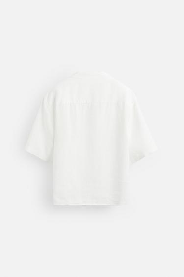 100% LINEN OVERSHIRT - White by Zara - Image 6