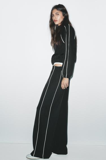 CALÇA COM FAIXA LATERAL - Preto da Zara