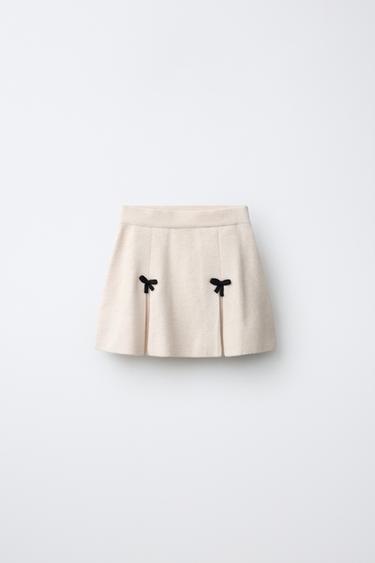 FALDA PUNTO TABLAS Y LAZOS - Crudo de Zara - Imagen 0