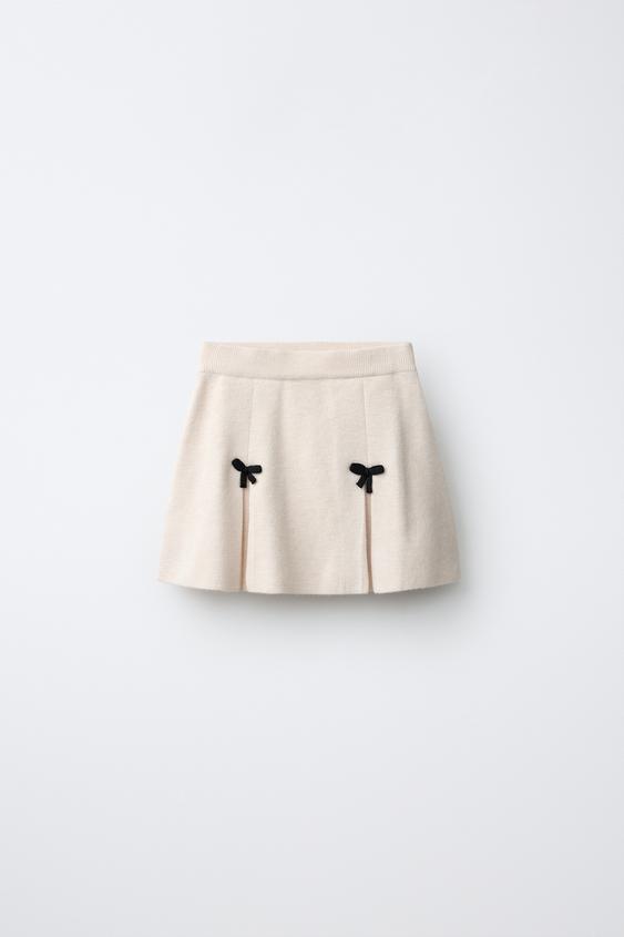 FALDA PUNTO TABLAS Y LAZOS - Crudo de Zara - Imagen 0