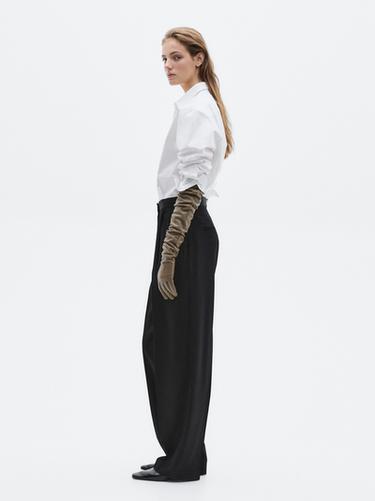 Zara 100% wool wide-leg trousers with dart - LIMITED - Black
