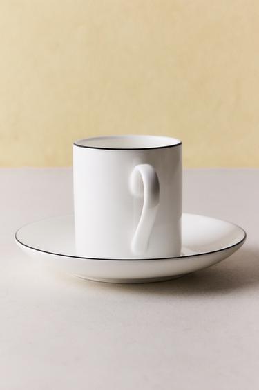 TASSE À CAFÉ ET SOUCOUPE BONE CHINA FILET NOIR - Blanc / Noir de Zara - Image 5