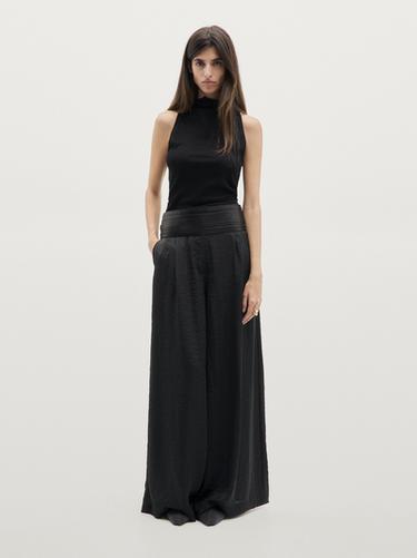 Zara Flowing wide-leg trousers with darts - Black - Image 0