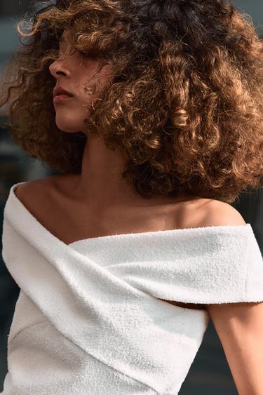 TOP BOUCLÉ CROISÉ - Blanc cassé de Zara - Image 1
