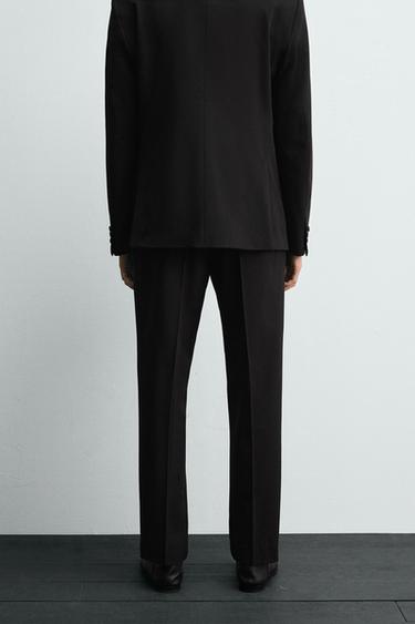 WOOL BLEND TUXEDO SUIT TROUSERS - Black by Zara - Image 2