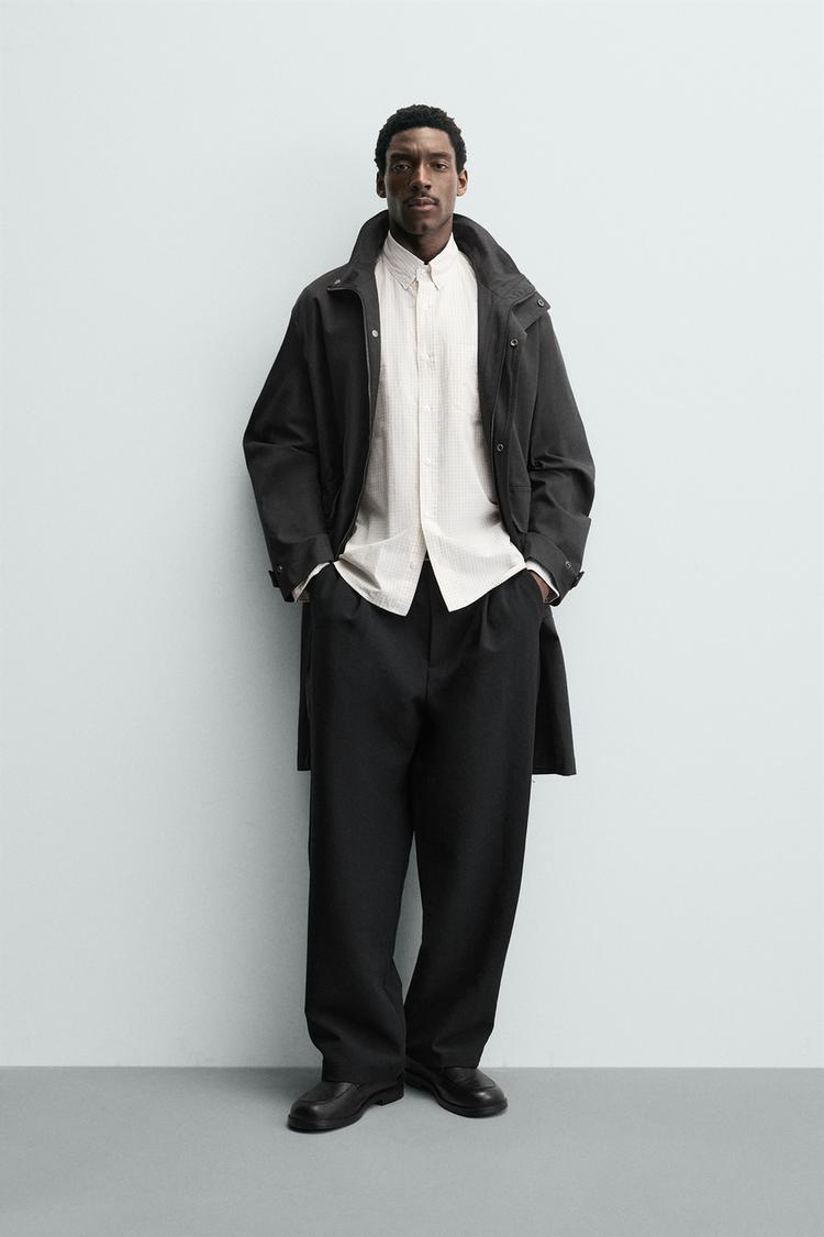 ZARA WAXED FINISH TRENCH COAT