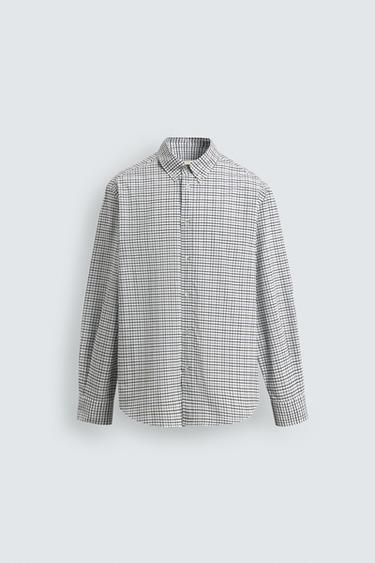 РУБАШКА RELAXED FIT В КЛЕТКУ — НЕБЕСНО-ГОЛУБОЙ от Zara