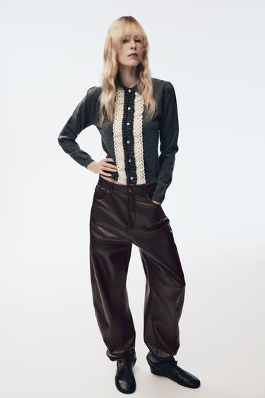 CHAQUETA PUNTILLA CONTRASTE - Gris vigoré de Zara - Imagen 0