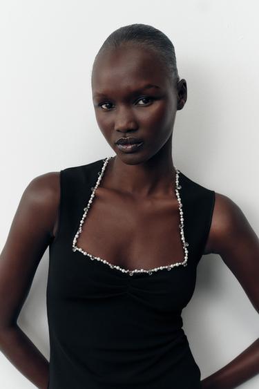 TOP STRETCH FIL MÉTALLISÉ - Noir de Zara - Image 3