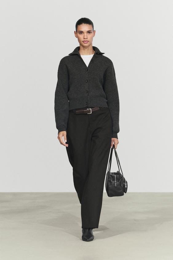 Zara 100% wool knit turtleneck cardigan - Anthracite grey - Image 0