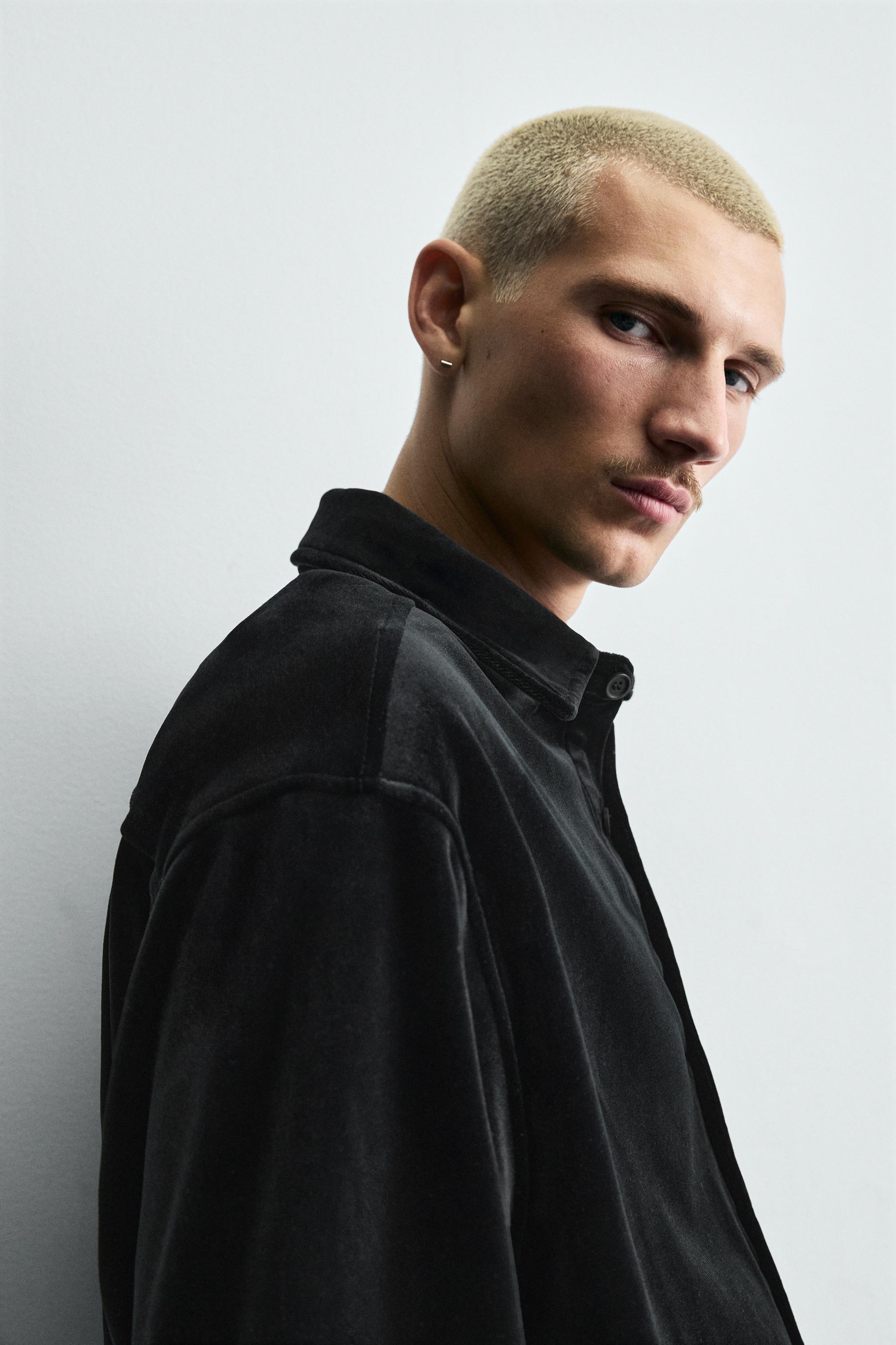 ベルベットリラックスフィットシャツジャケット - ブラック | ZARA