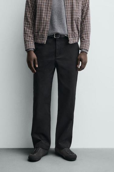 REGULAR FIT CHINO TROUSERS - Black by Zara