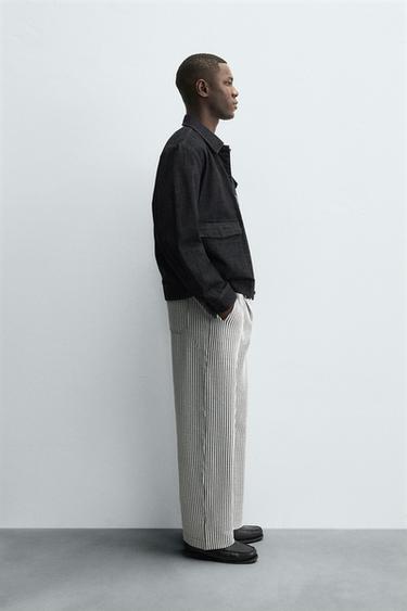 COMFORT STRIPED SEERSUCKER TROUSERS - Blue/White by Zara - Image 3