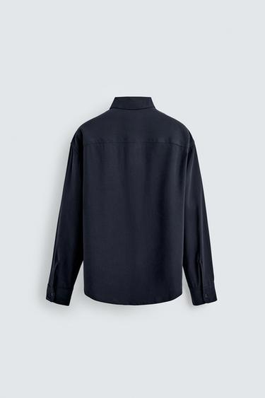 RELAXED FIT FLOWING SHIRT - Navy blue by Zara - Image 7