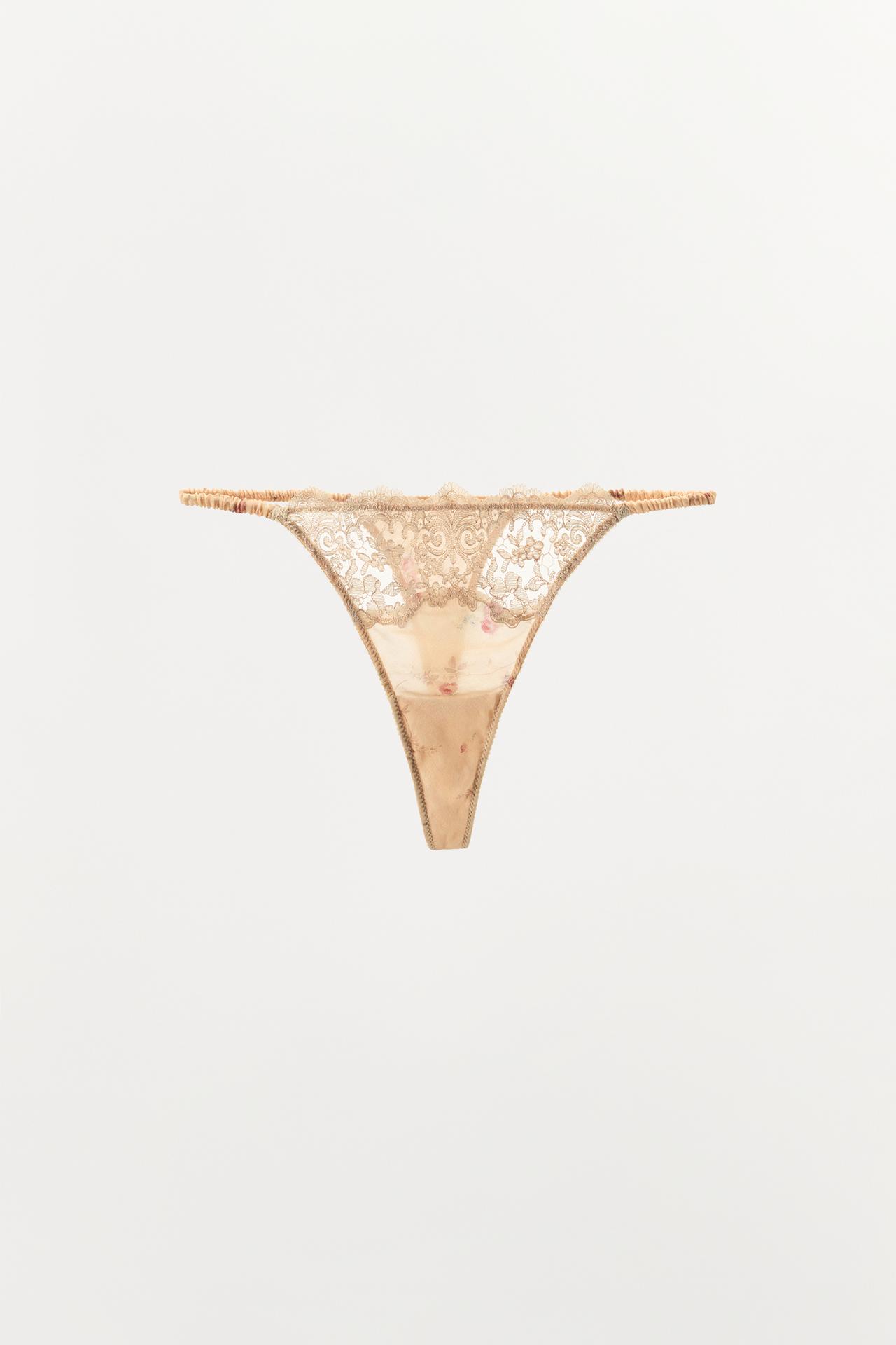FLORAL LACE PRINT THONG — Orange