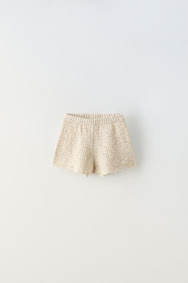 ТРИКОТАЖНЫЕ ШОРТЫ ИЗ СМЕСОВОГО ЛЬНА — СВЕТЛО-БЕЖЕВЫЙ от Zara — изображение 0