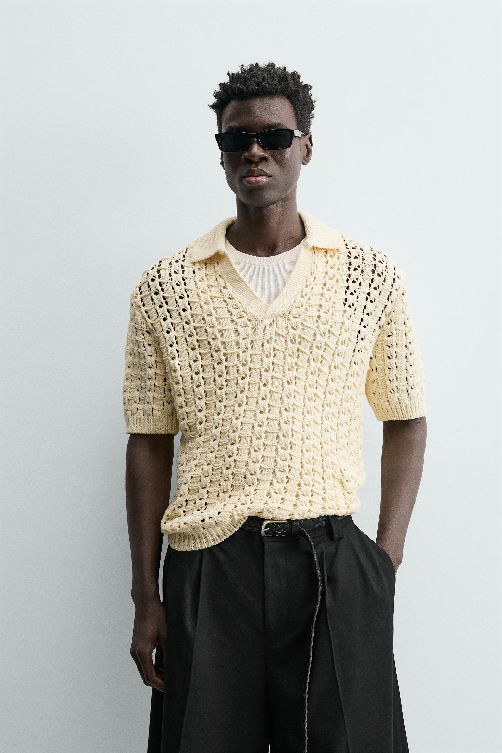 OPENWORK TEXTURED KNIT POLO SHIRT - Butter | ZARA South Africa