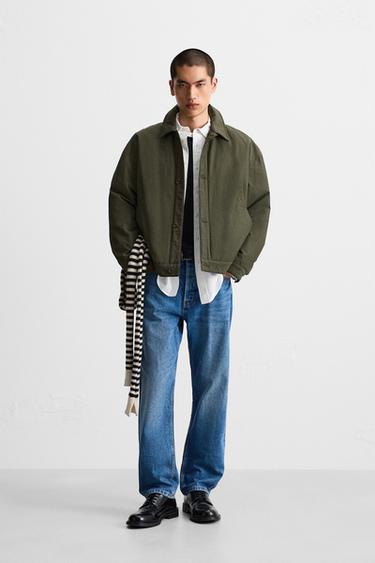 ÁO KHOÁC KIỂU SƠ MI VẢI KỸ THUẬT DÁNG BOXY FIT - Kaki từ Zara - Hình ảnh 0