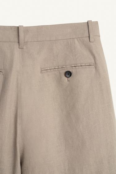 SHORT CROISÉ WIDE FIT 100% LIN - Beige de Zara - Image 8