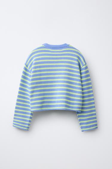 PULL EN MAILLE À RAYURES - Citron vert de Zara - Image 1