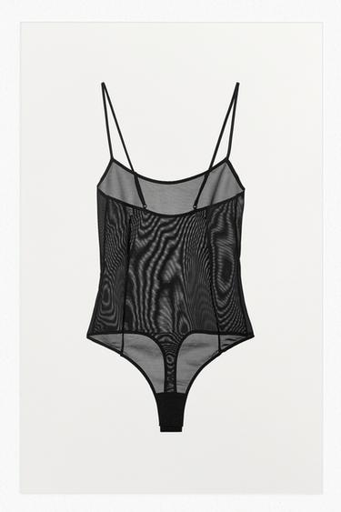 Zara STRAPPY BODYSUIT WITH POLYAMIDE - Black