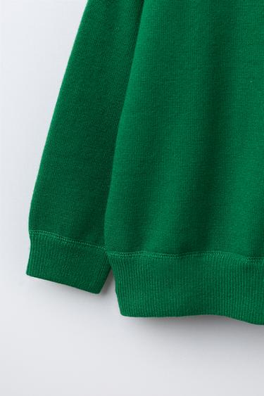 Zara BASIC KNIT SWEATER - Green