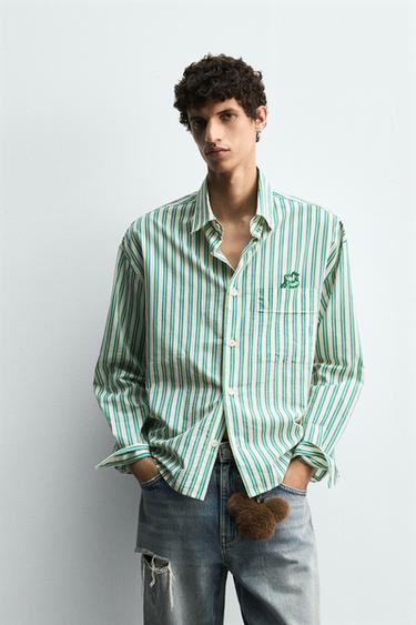 CAMISA RAYAS PARCHE PLUTO HARRY LAMBERT FOR ZARA X DISNEY - Blanco / Verde de Zara
