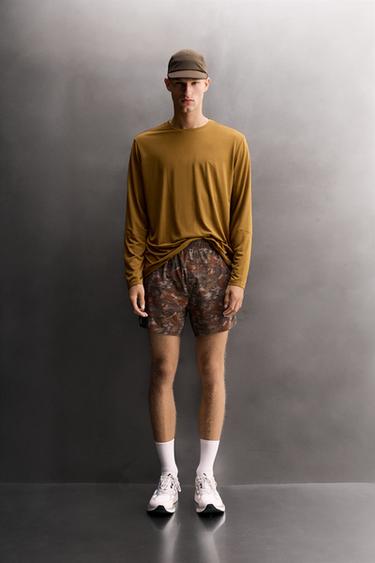 PRINTED 5" RUNNING SHORTS - Brown by Zara